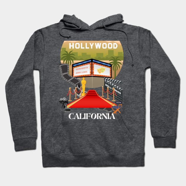 Hollywood,California Hoodie by Rc tees